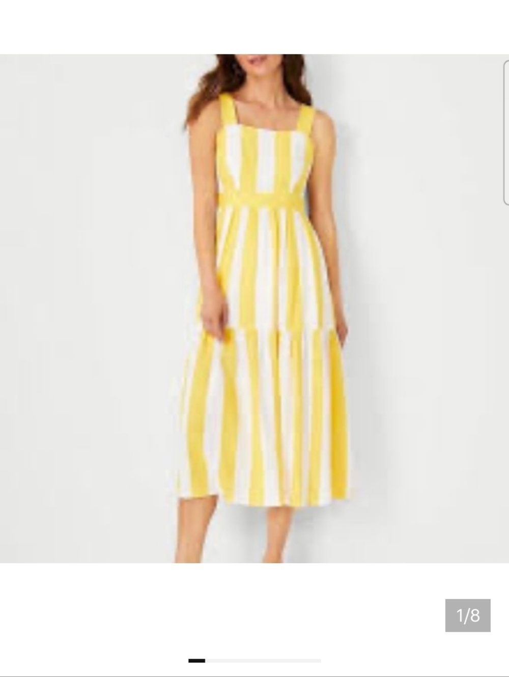 Ann Taylor Yellow and White Striped Midi Sundress